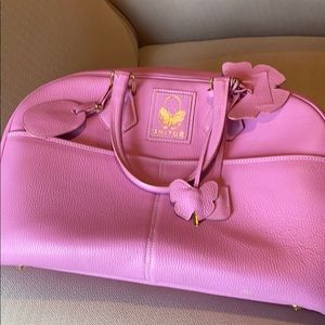 Bubblegum pink leather mini duffel